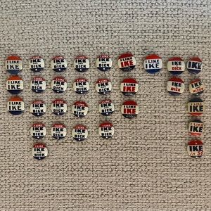Set of 31 Vintage Dwight Eisenhower Presidential Campaign Pins, RARE!